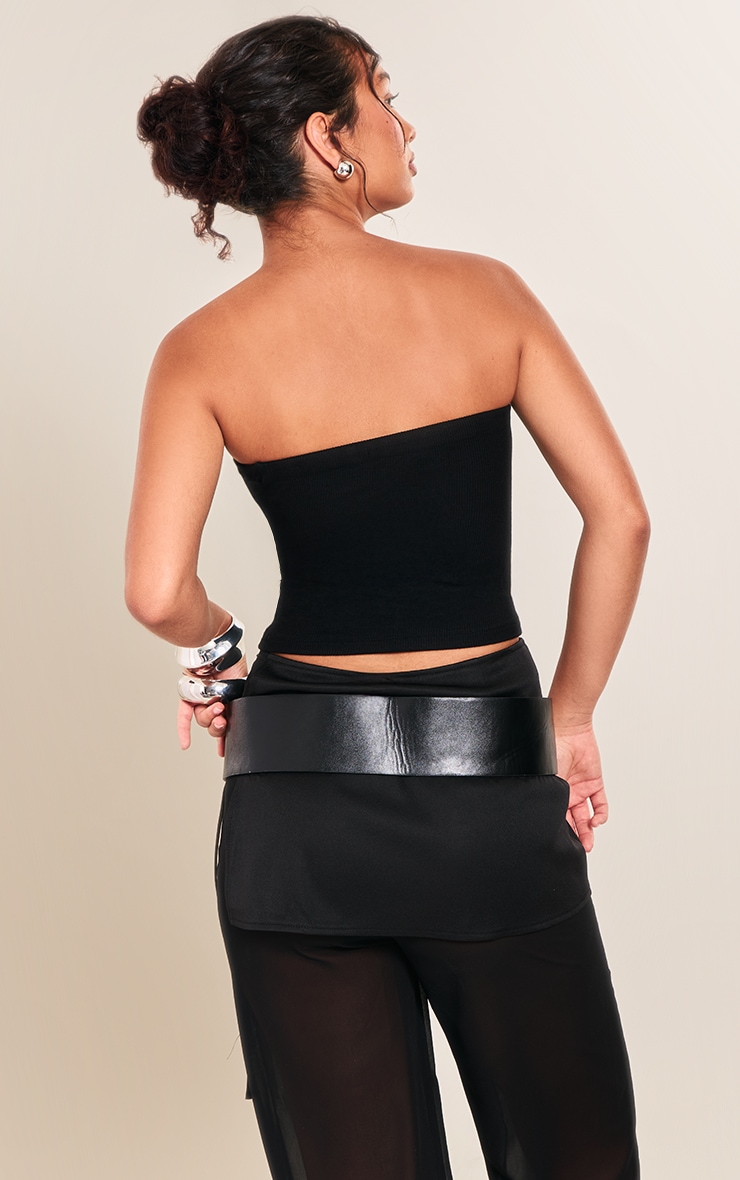  Black Soft Rib Bandeau Top image 2
