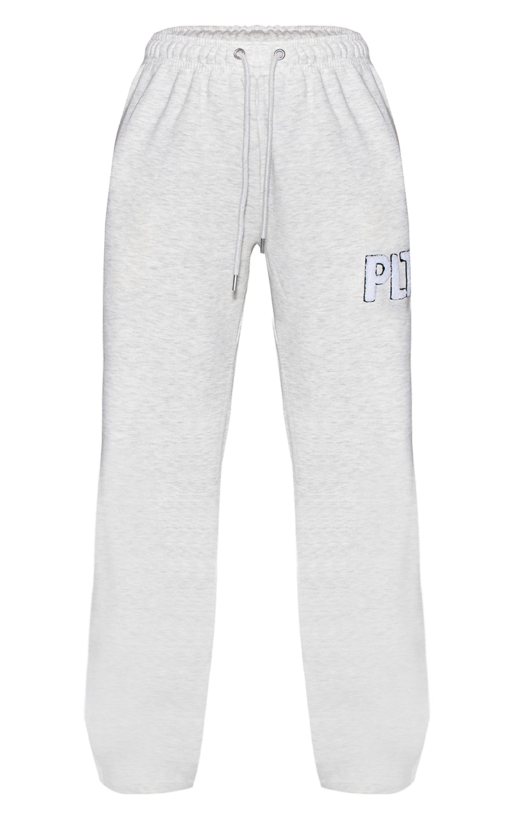Ash Grey Plt Borg Applique Wide Leg Sweatpants image 5