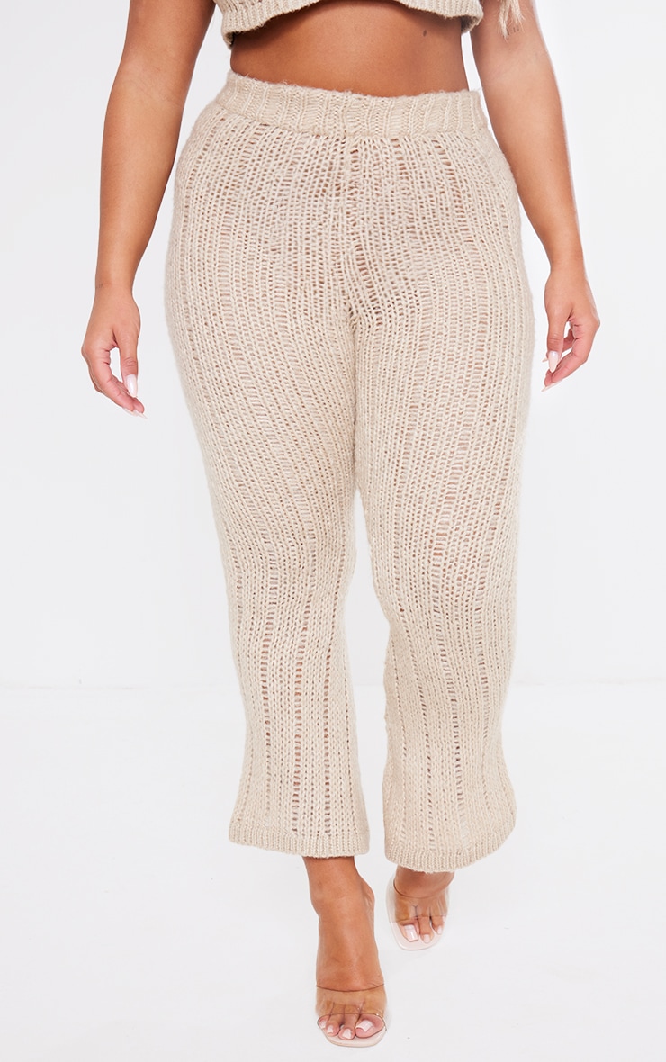 Shape Pantalon flare en maille tricot avoine à taille haute image 2