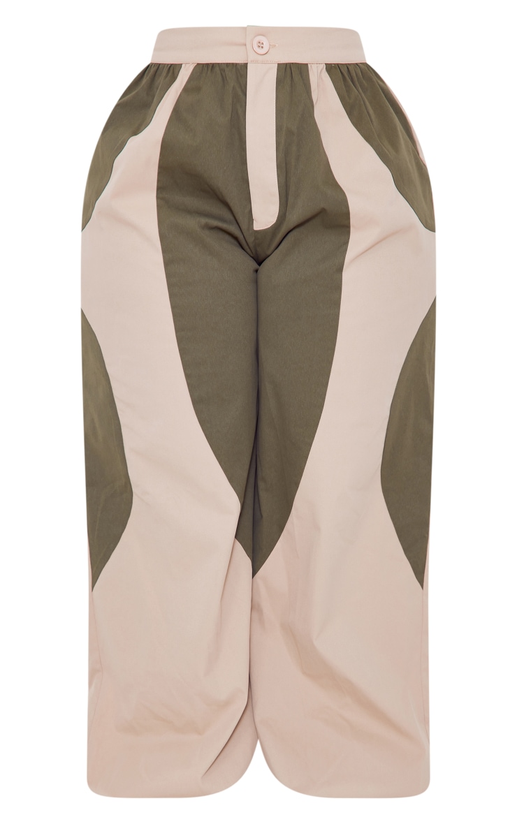 Plus Khaki Panel Oversized Cargo Pants image 5