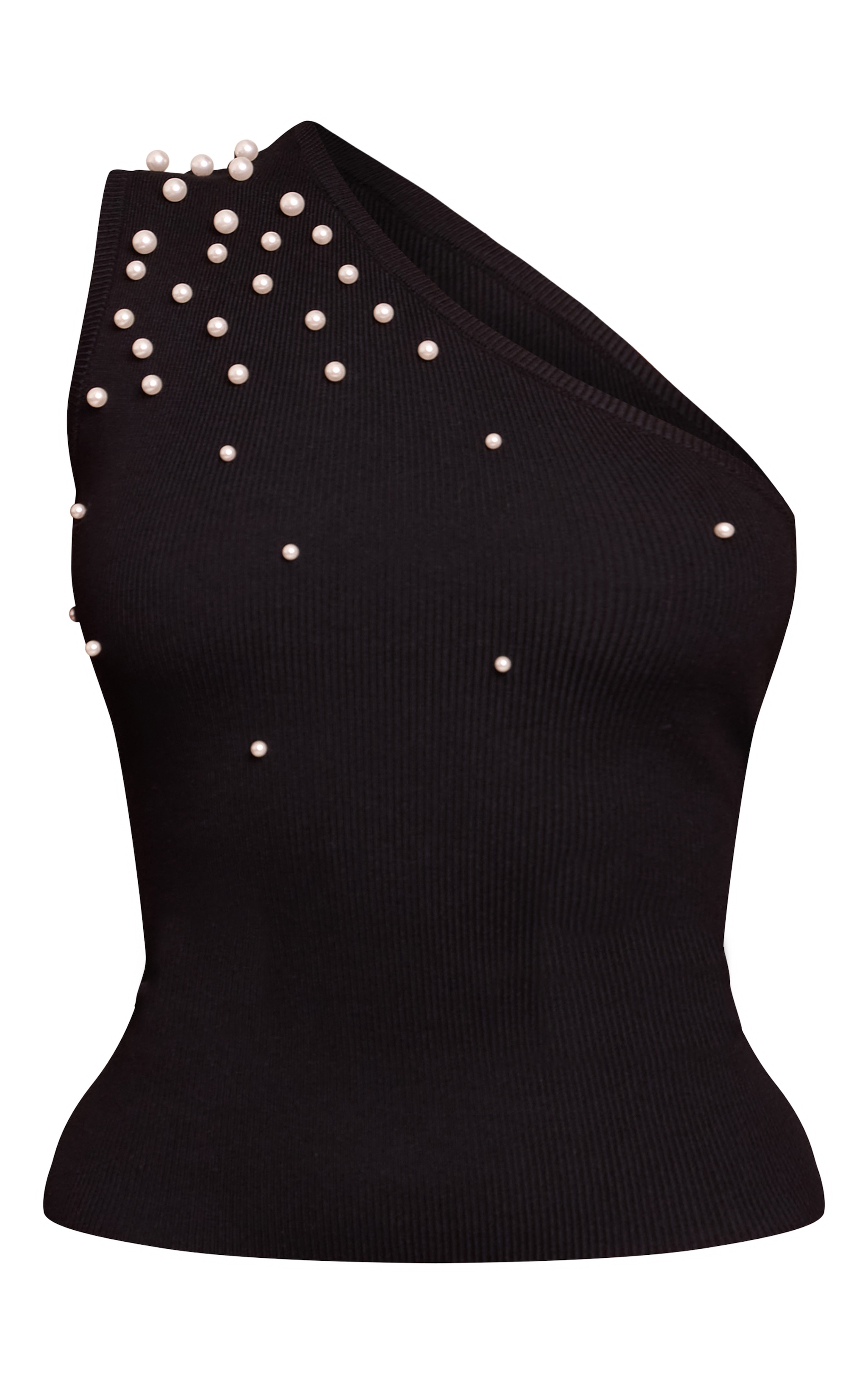 Pearl Trim Detail Asymmetric Knitted Top image 5