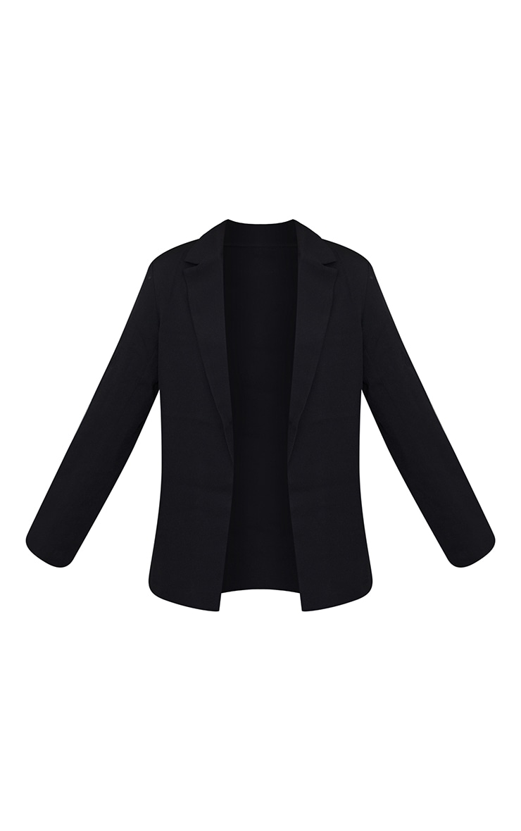 Black Woven Tailored Longline Blazer image 5