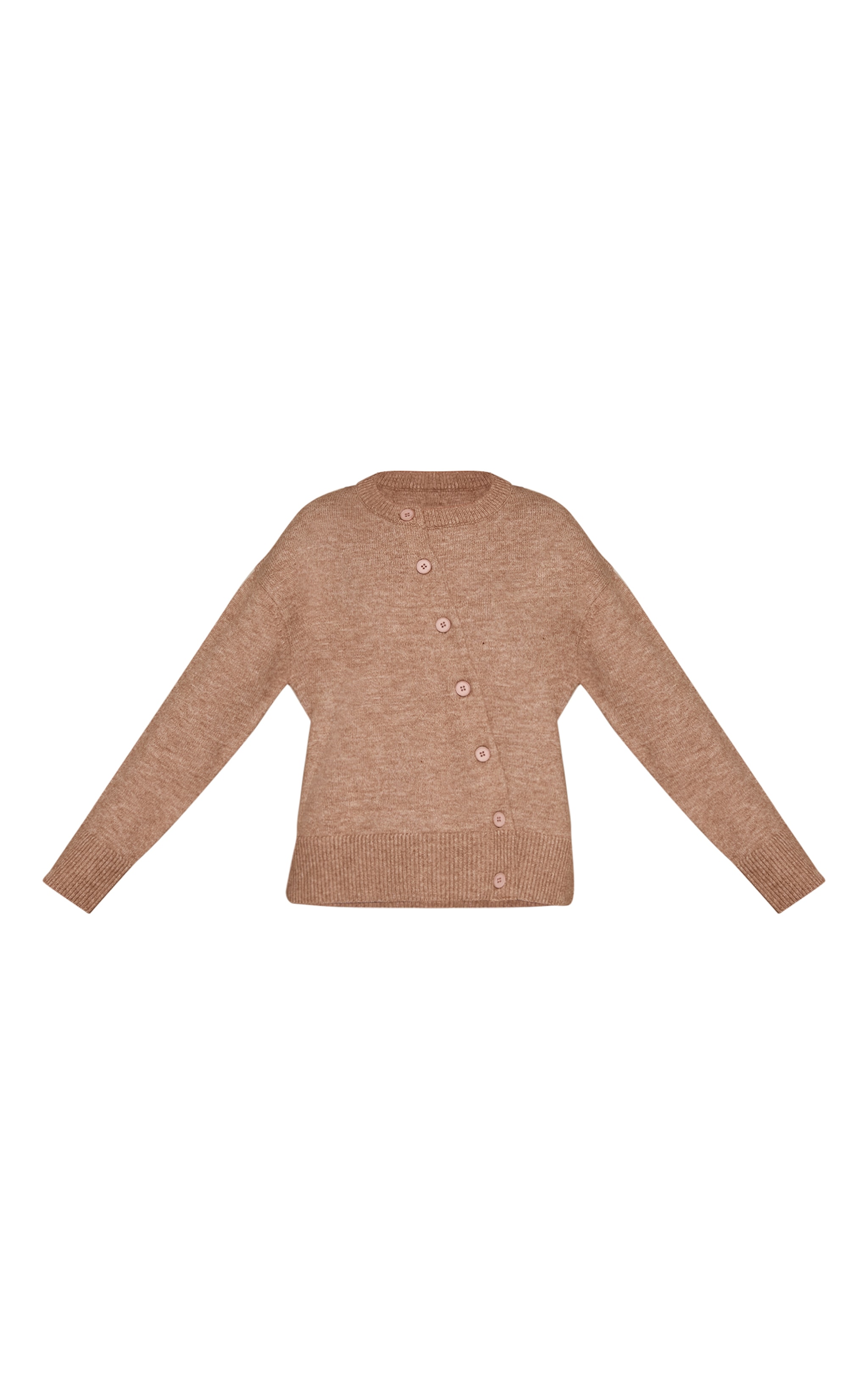 Taupe Asymmetric Button Down Cardigan  image 5