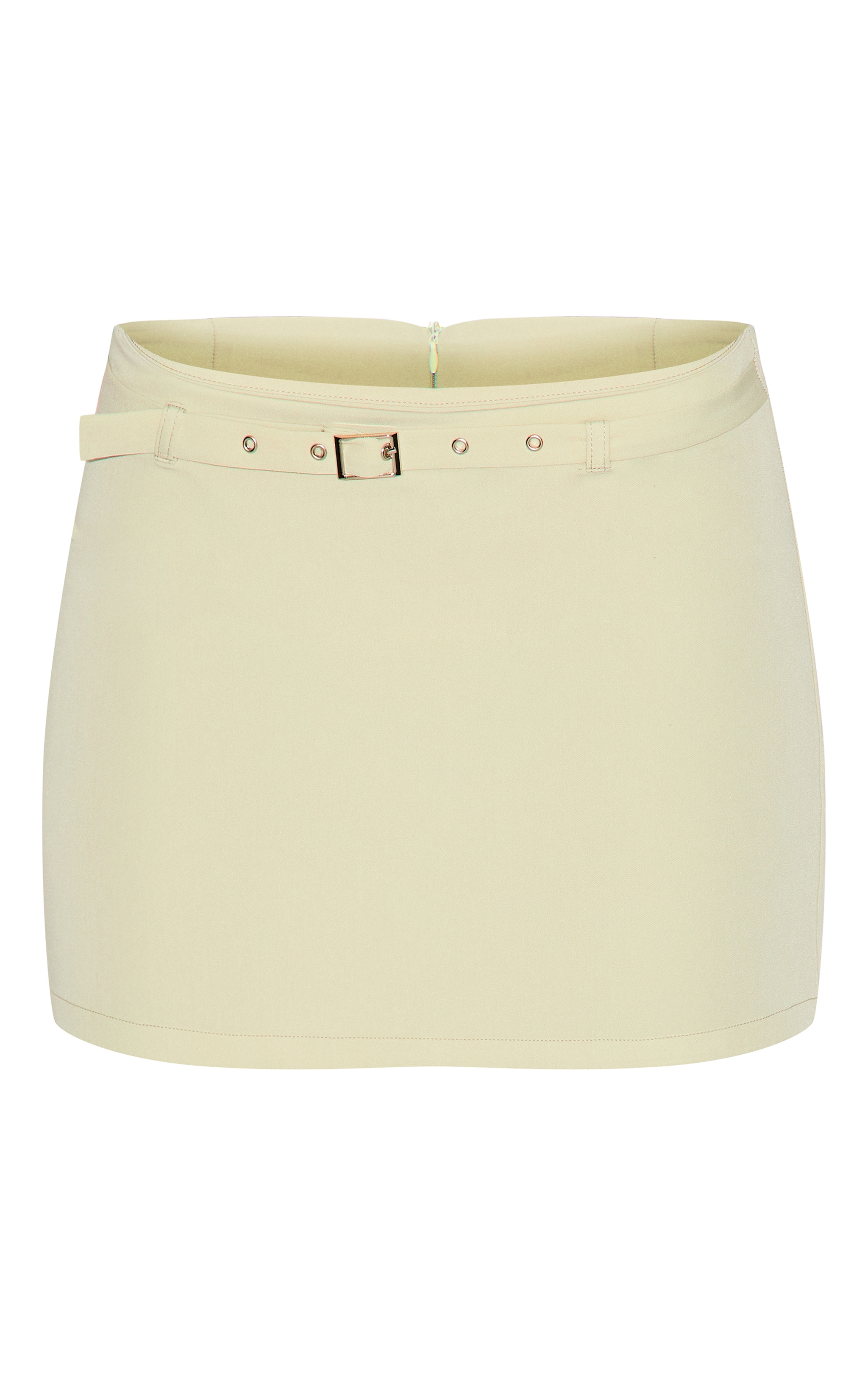 Sage Green Thin Belt Detail Tailored Mini Skirt image 6