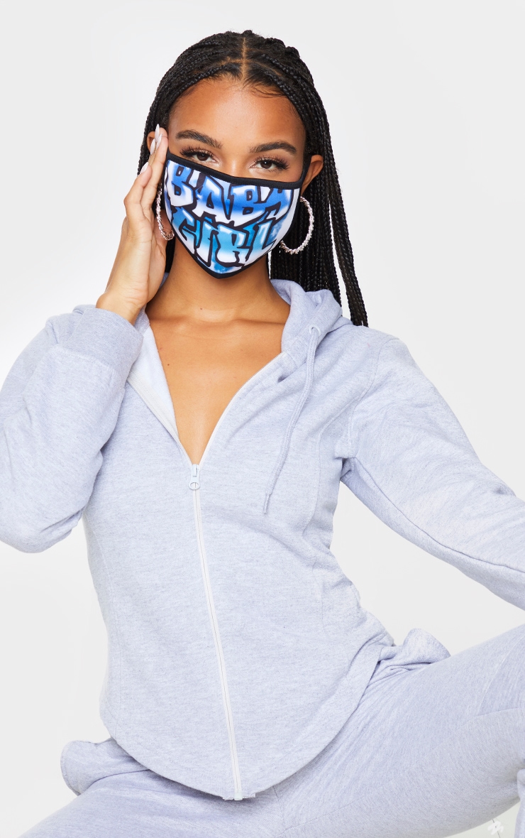 Blue Babygirl Graffiti Fashion Face Mask