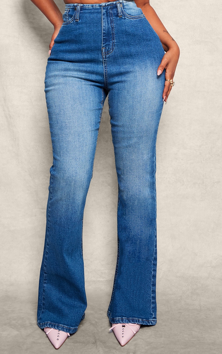 Blue denim flares discount