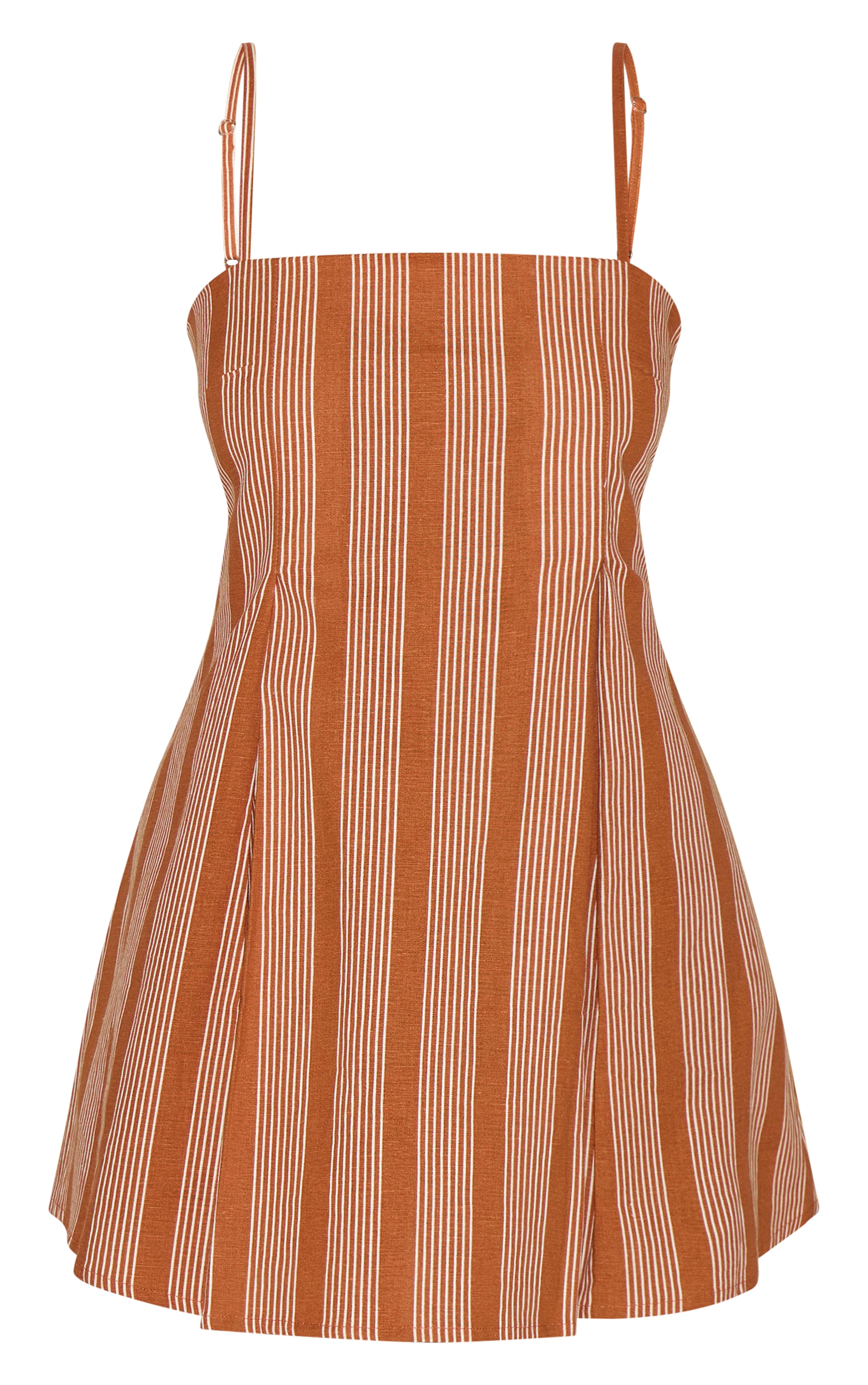 Rust Striped A-line Mini Dress image 5