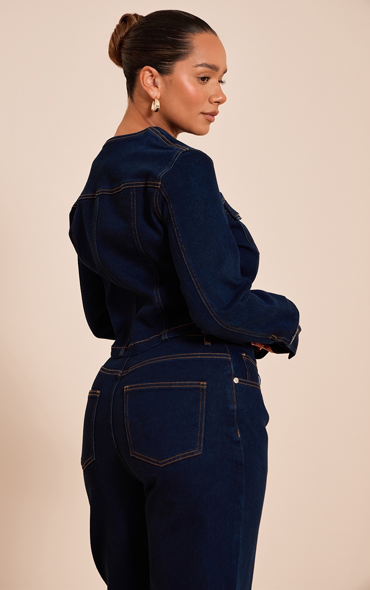 Shape Indigo Stretch Denim Fitted Jacket image 2