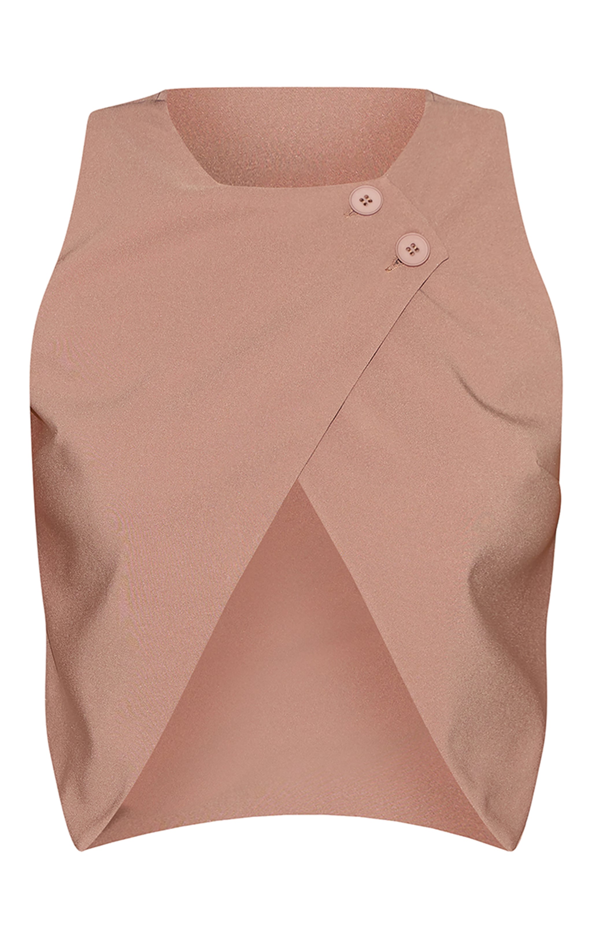 Tall Taupe Asymmetric Button Detail Vest image 5
