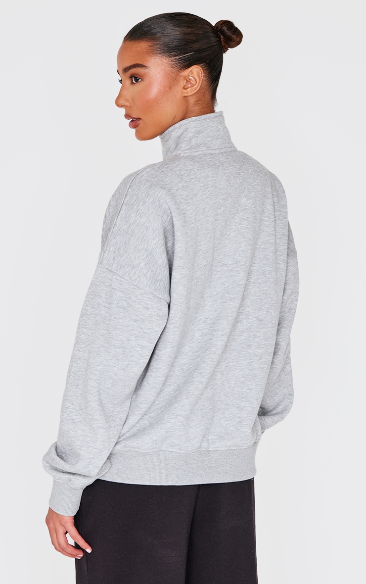 Ash Grey Oversized Quarter Zip Sweat Top | Athleisure