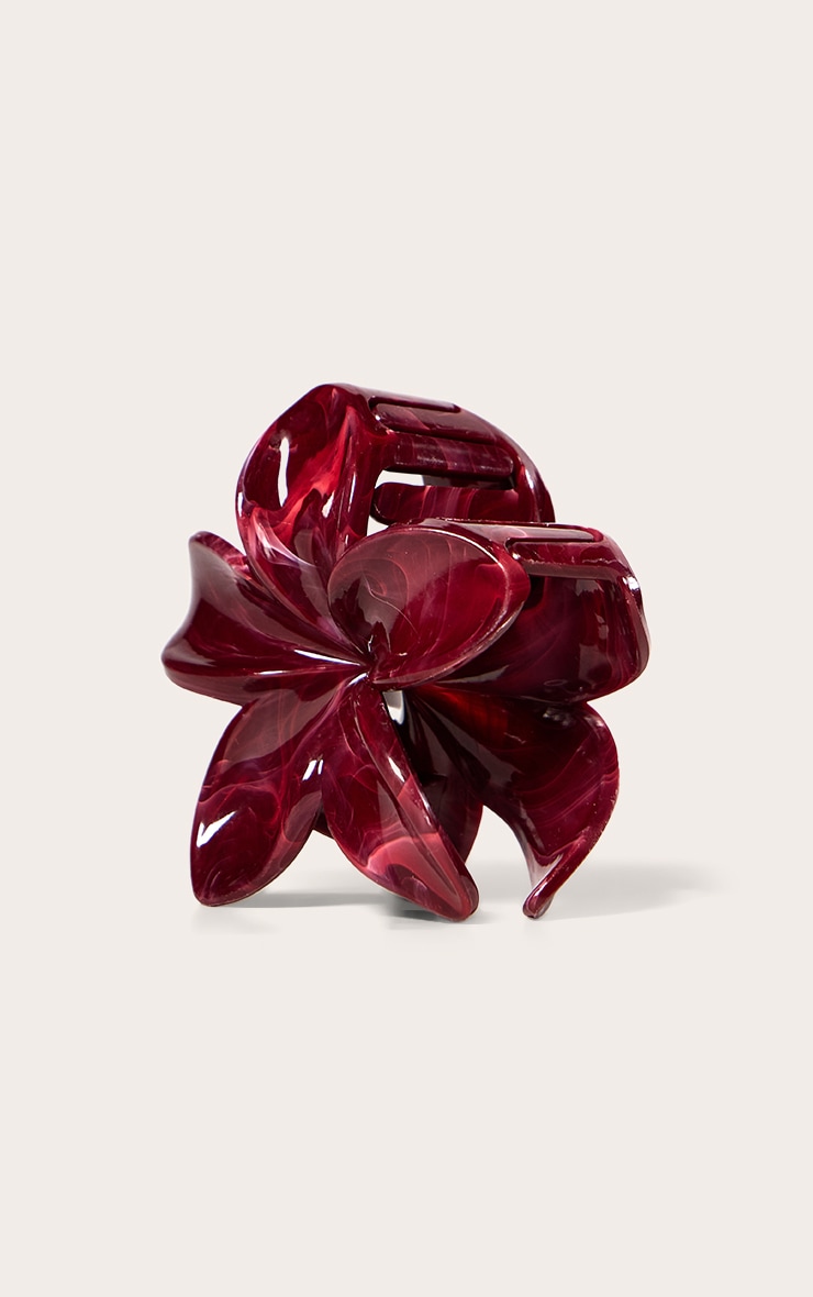 Burgundy Lily Flower Hair Clip image 3