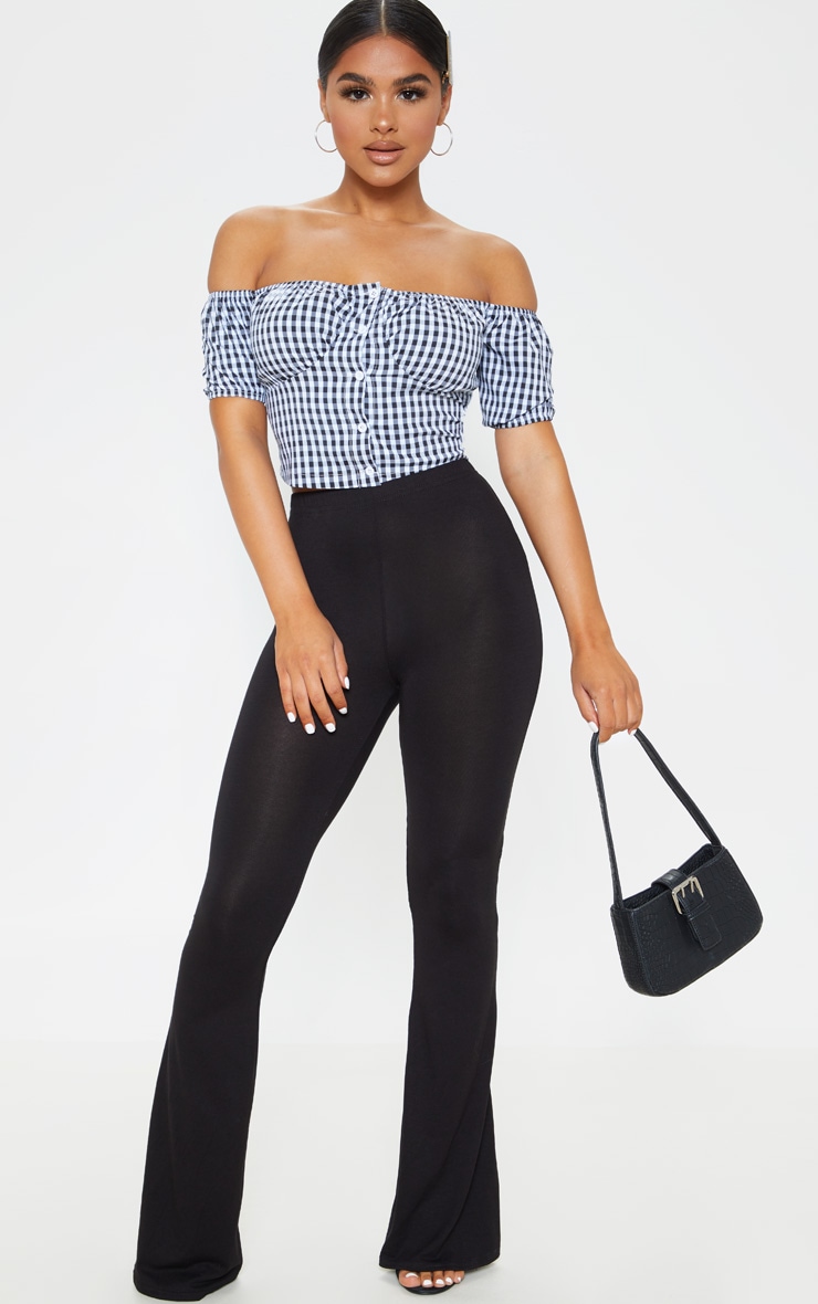 Petite Basic Black Jersey Wide Leg Flares
