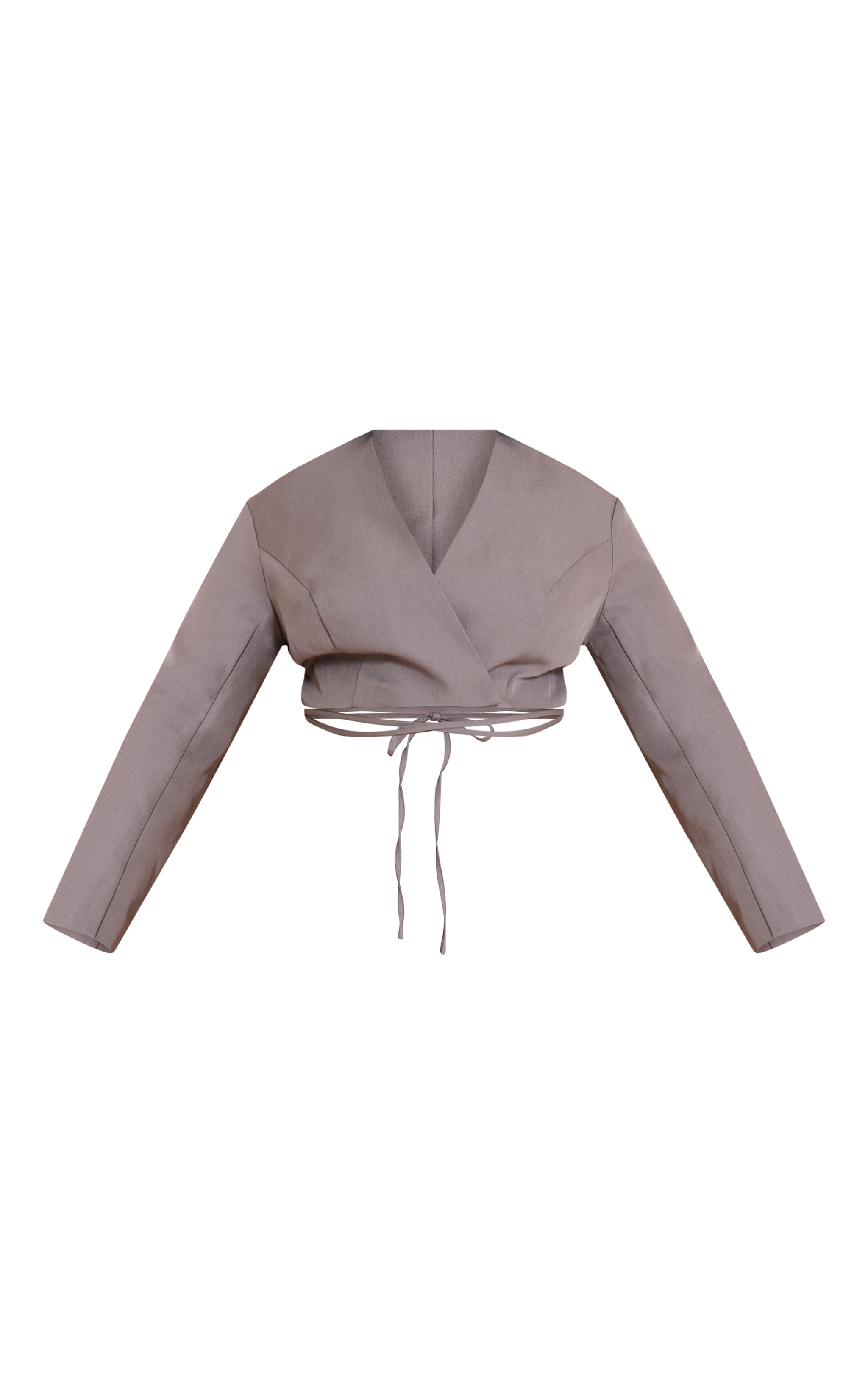 Plus Charcoal Grey Wrap Waist Tie Blazer image 5