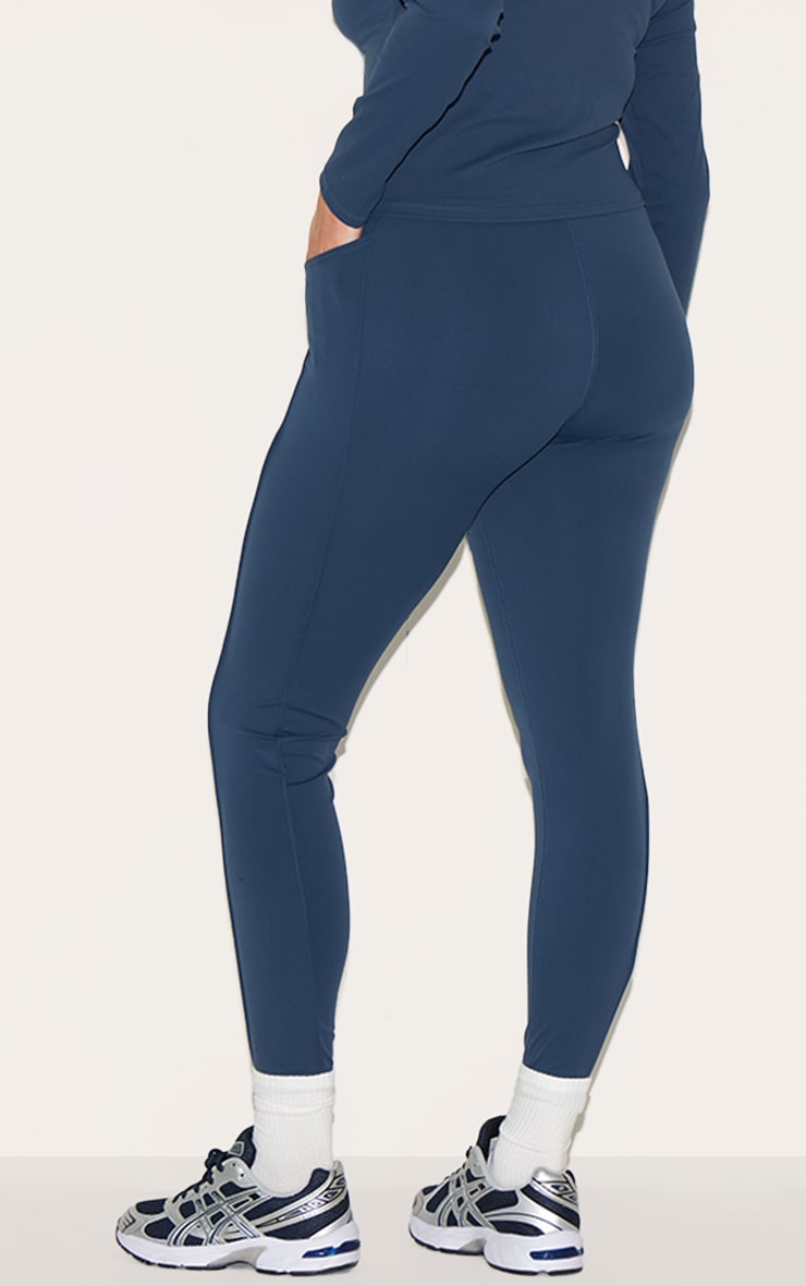 Midnight Blue Sculpt Side Pocket Gym Leggings image 3