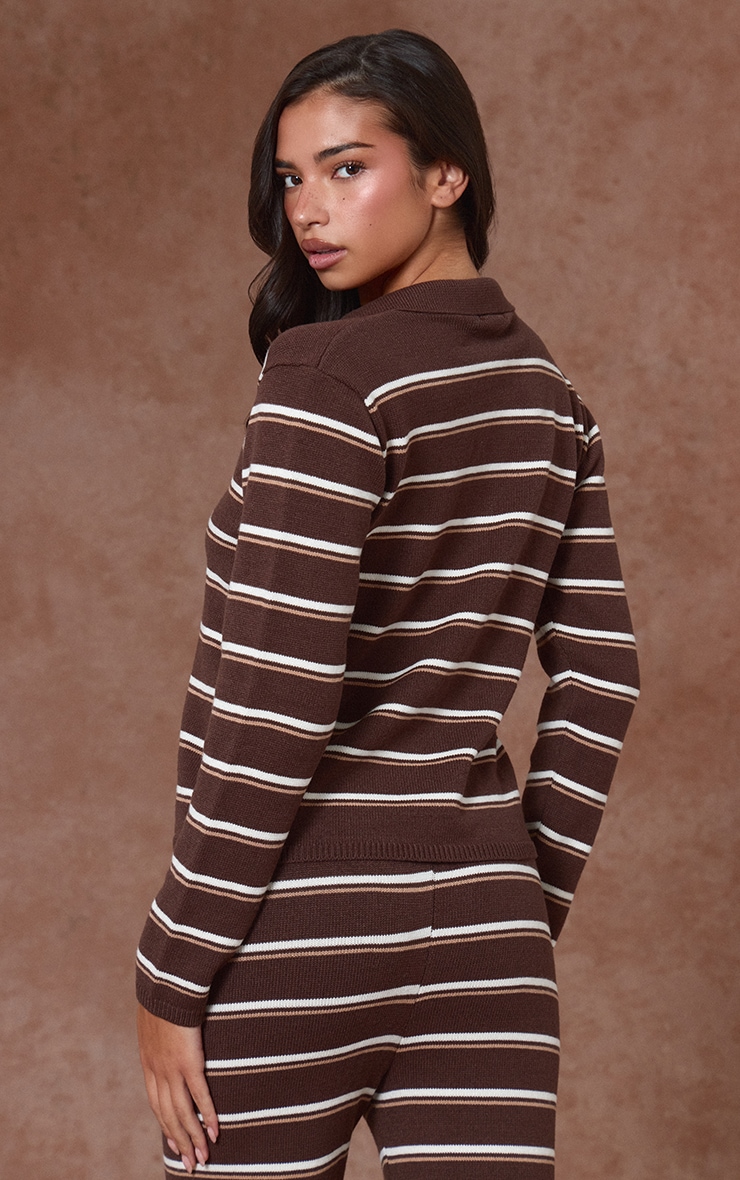 Chocolate Striped Rugby Knitted Top  image 2