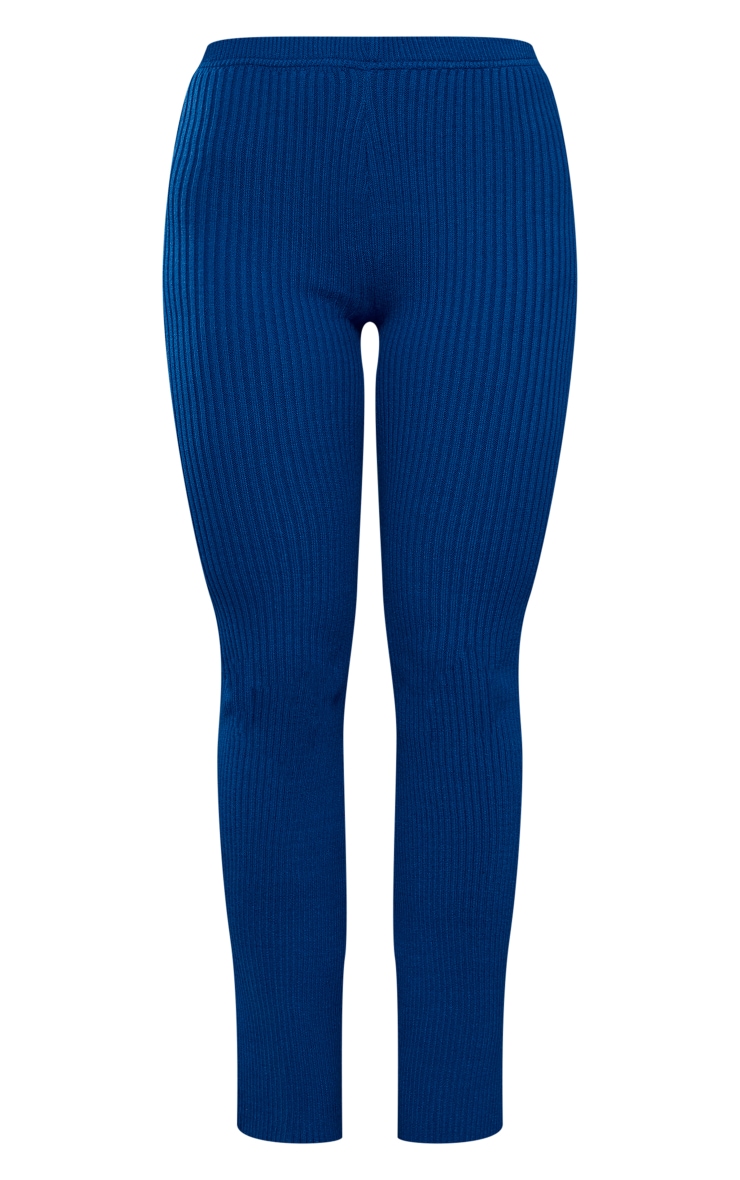  Bright Blue Ribbed Knit Wide Leg Pants image 5