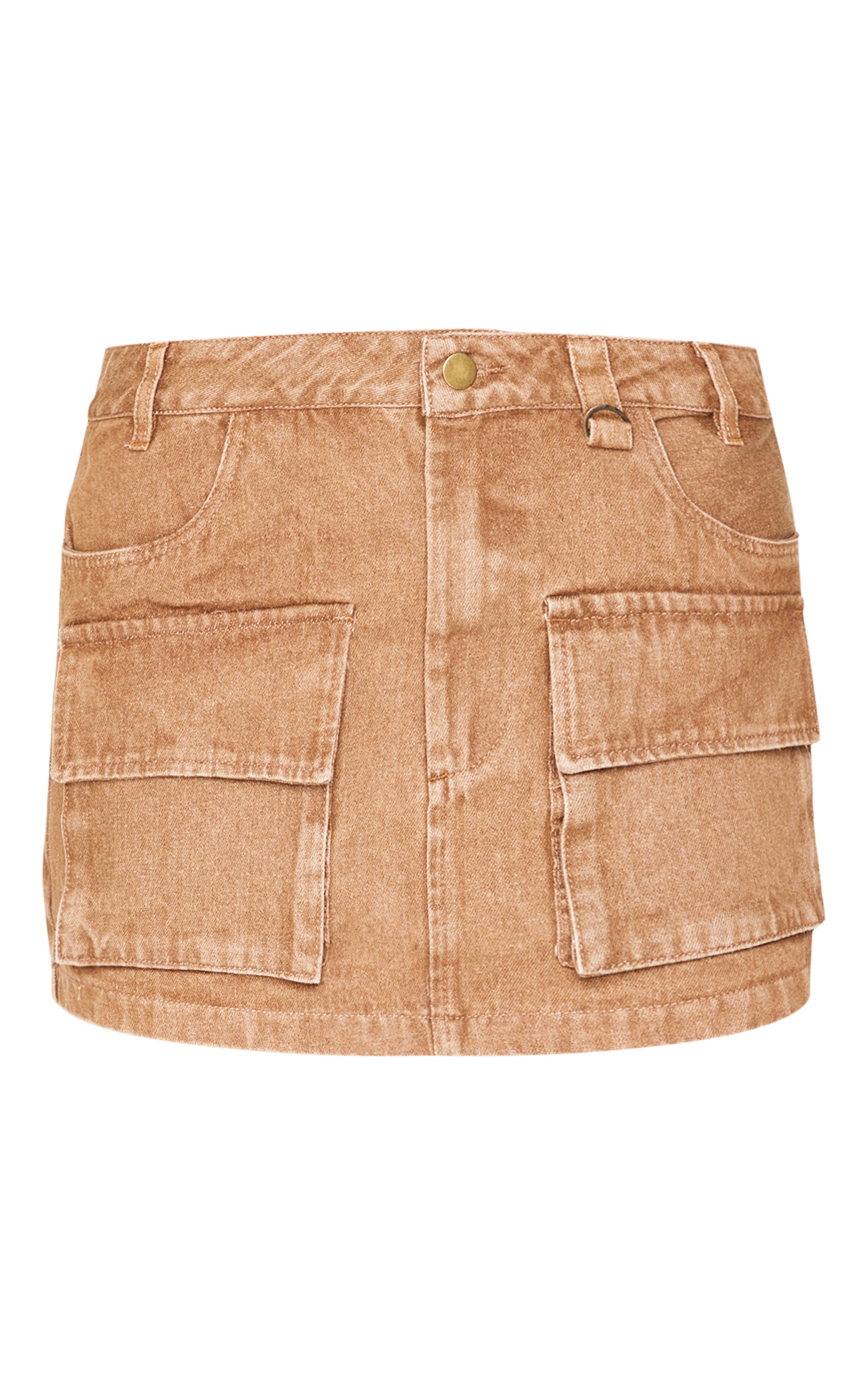 Brown Cargo Pocket Detail Denim Mini Skirt image 6