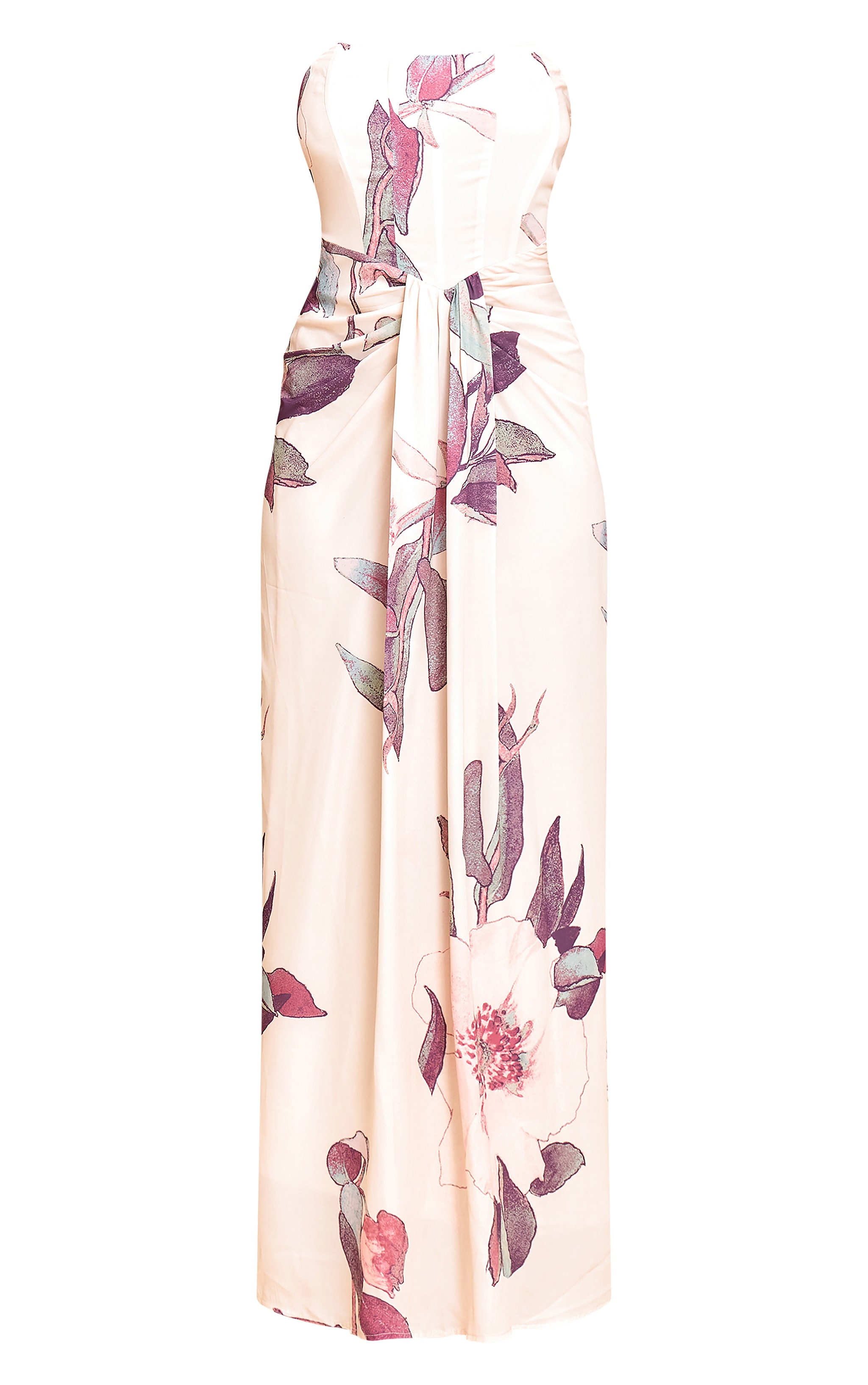 Stone Floral Bandeau Corset Drape Detail Maxi Dress image 5