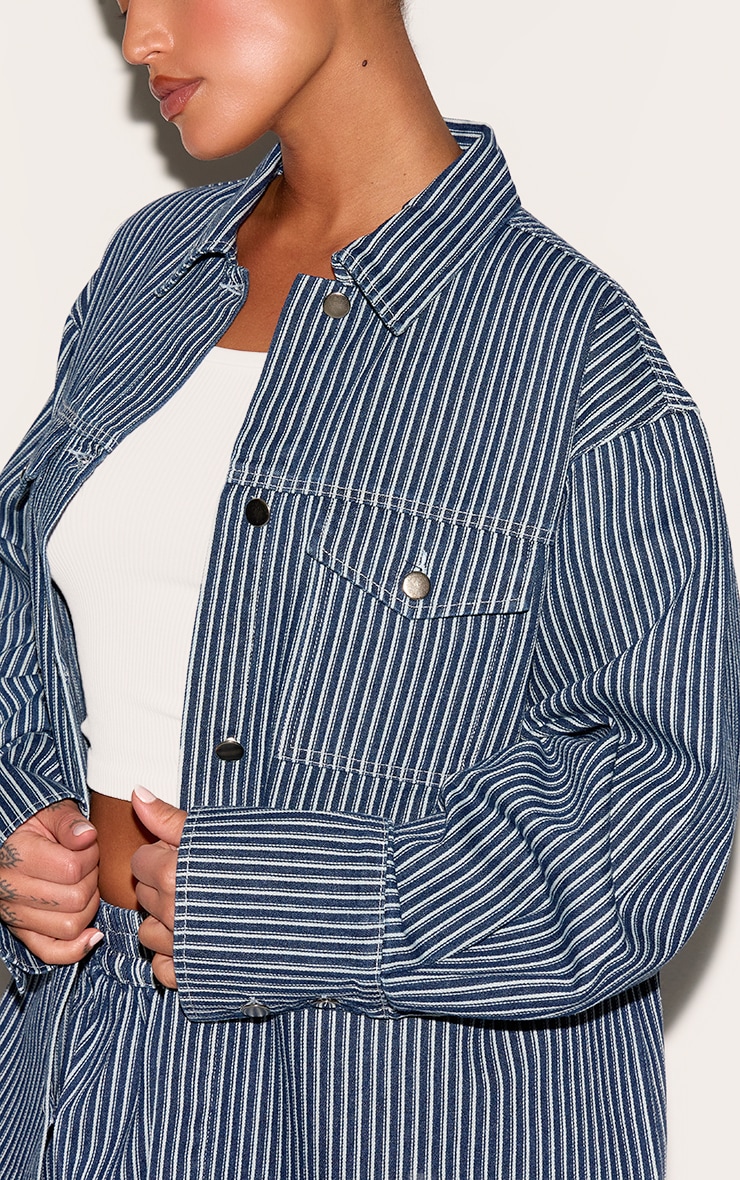 Plus Blue Pinstripe Denim Jacket image 4