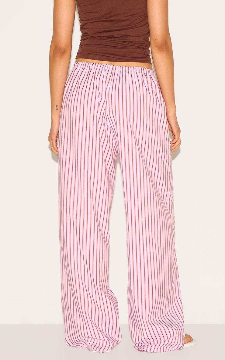 Candy Pink Striped Drawstring Straight Leg Pants image 3