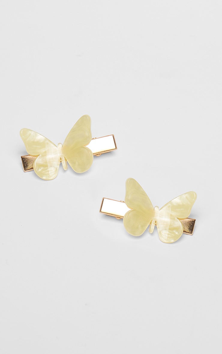 Lemon Butterfly 2 Pack Hair Clips image 2