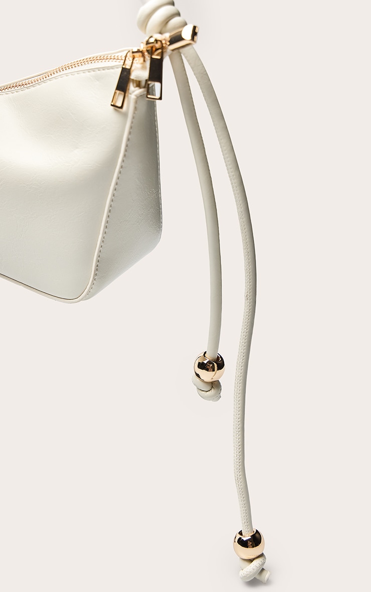 Cream Bead Knotted Handle Shoulder Bag image 5