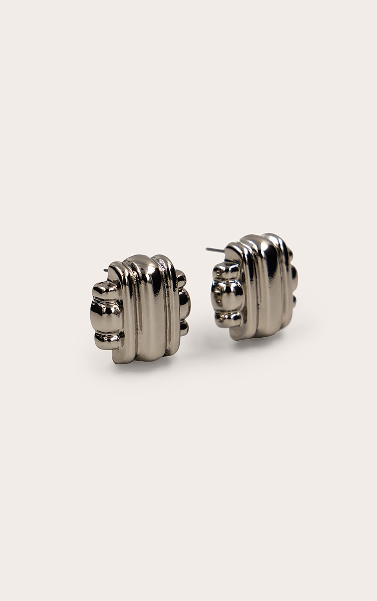 Silver Weave Stud Earrings image 3