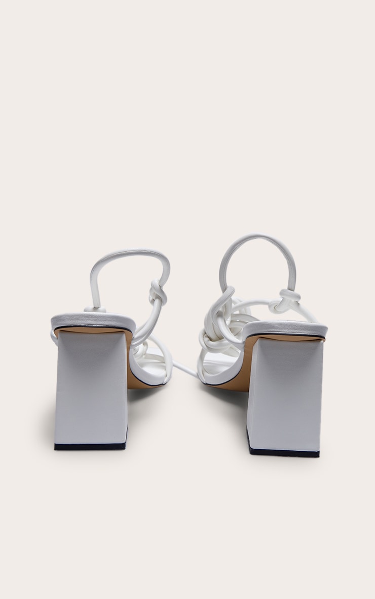 サンダル・ミュール Square Toe Strappy Sandals Shop White Pu Square Toe Strappy Low Block Heeled Sandals