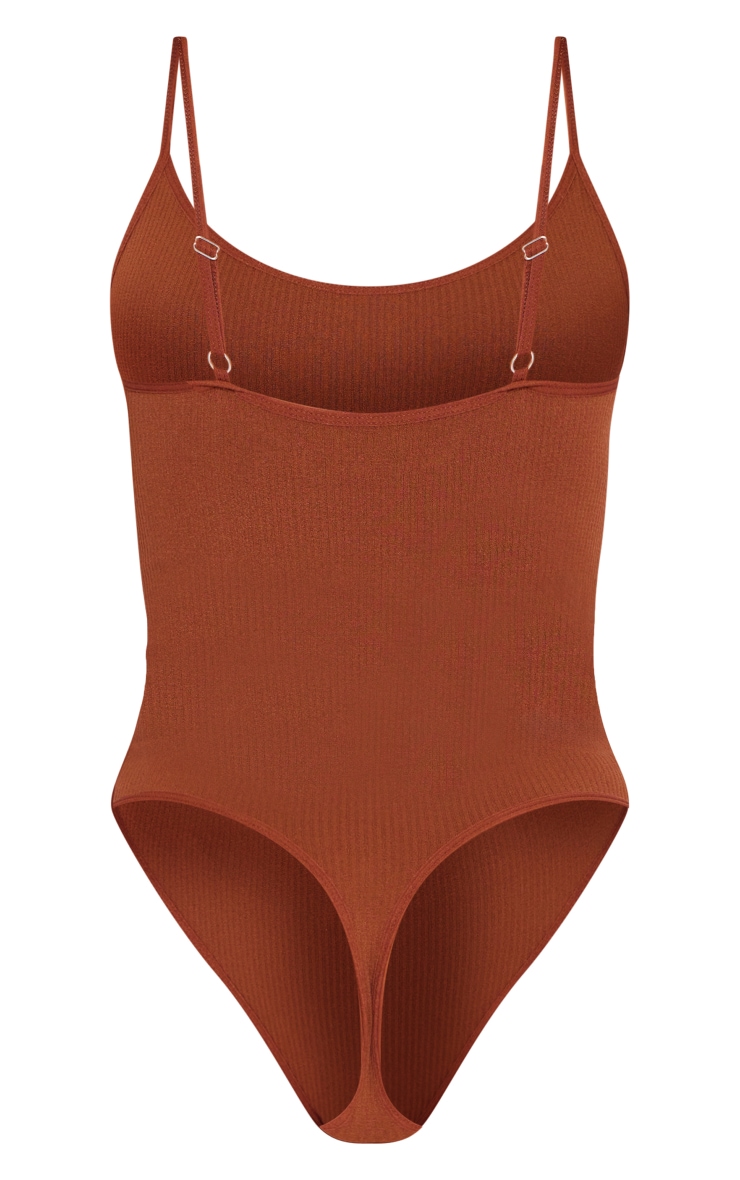 Chocolate Seamless Rib Lingerie Bodysuit image 2