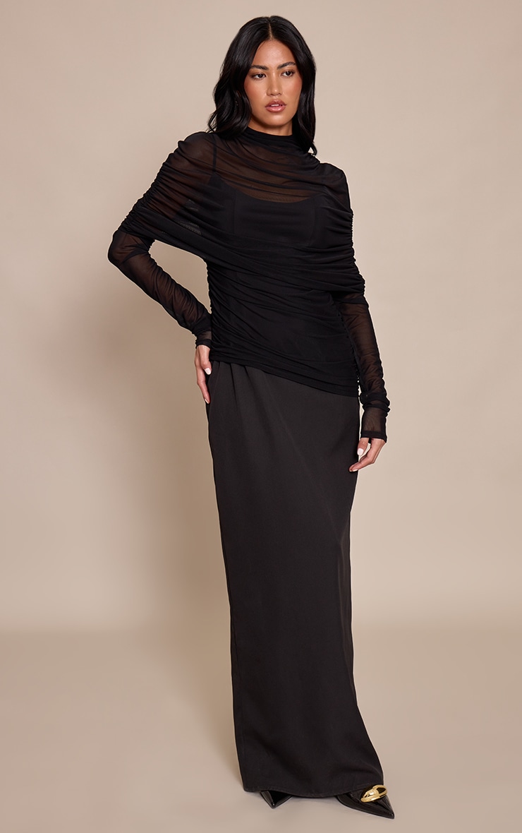 Black Cape Detail Long Sleeve Maxi Dress image 3