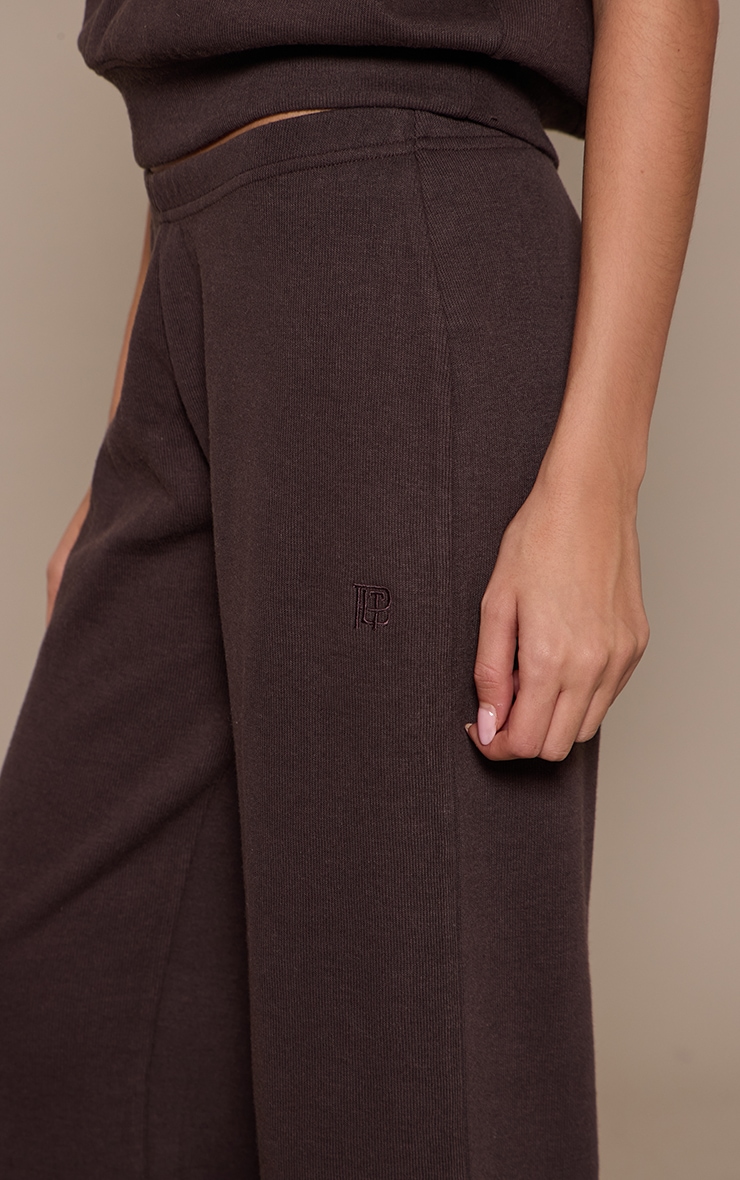 Brown Rib Thin Waistband Pants image 4