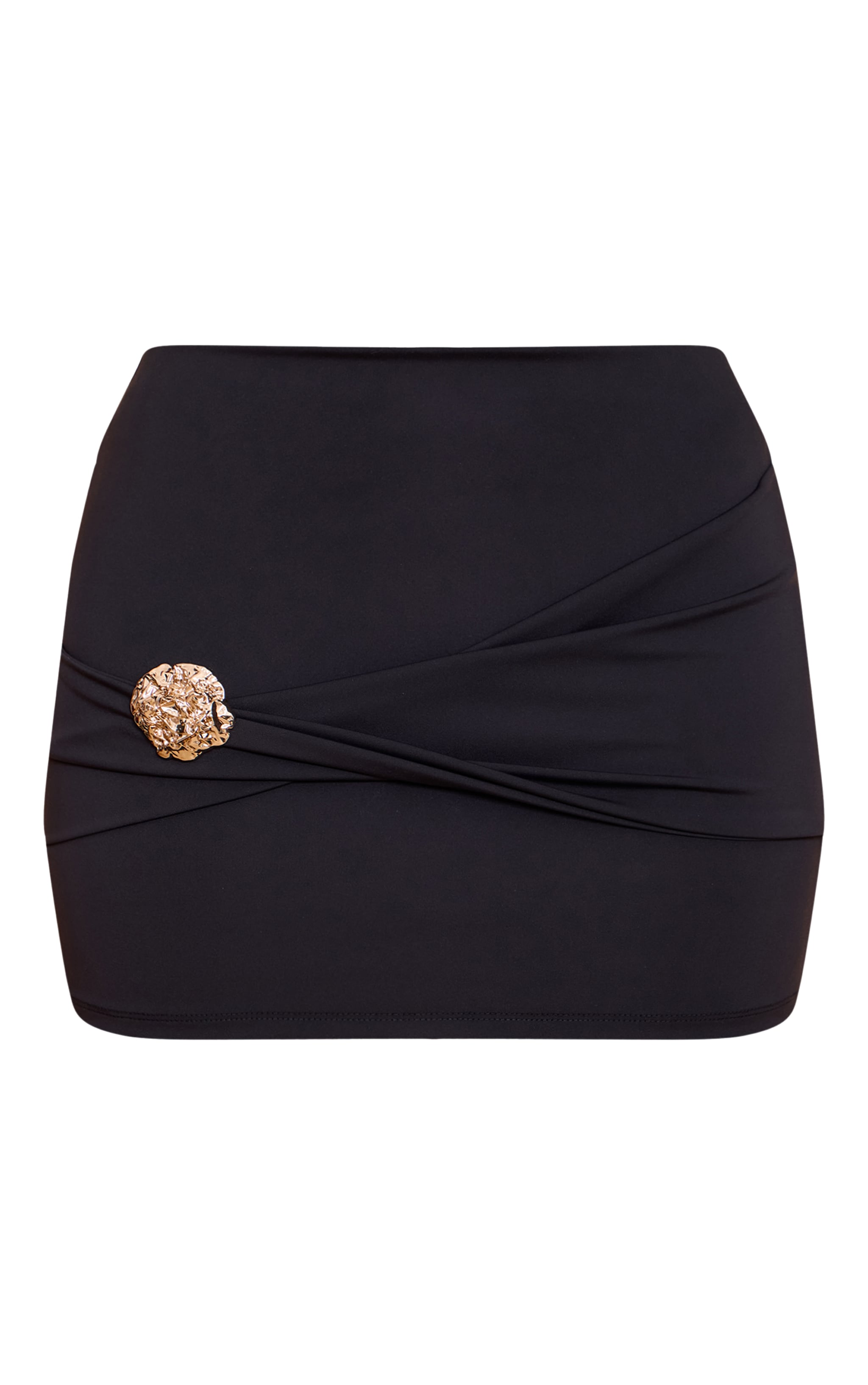 Black Double Layer Sculpt Twist Trim Detail Mini Skirt image 6