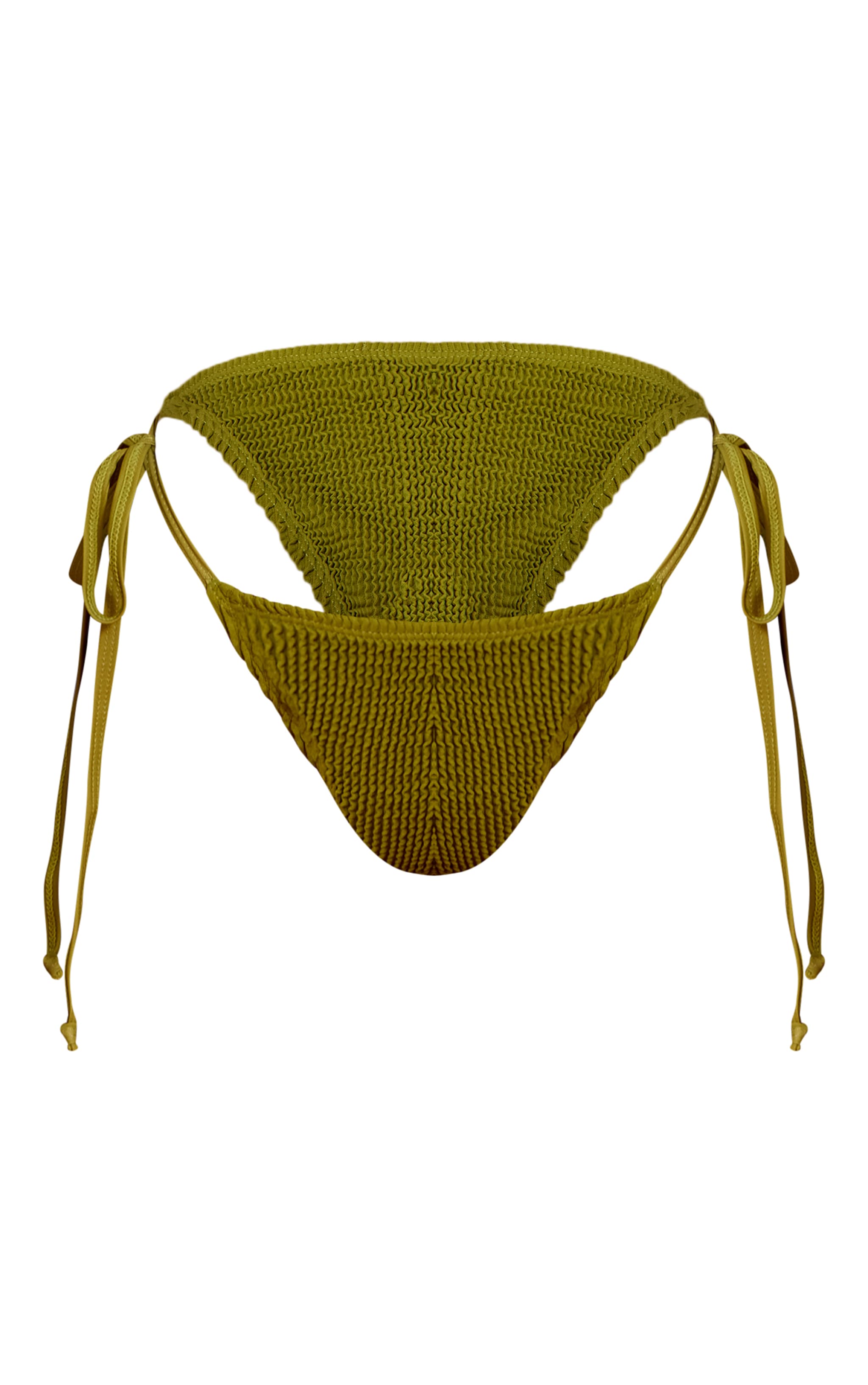 Olive Crinkle Double Tie Side Bikini Bottoms image 5