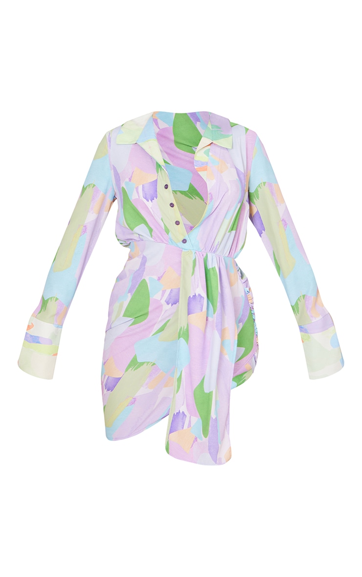 Robe chemise multicolore imprimé abstrait à boutons image 4