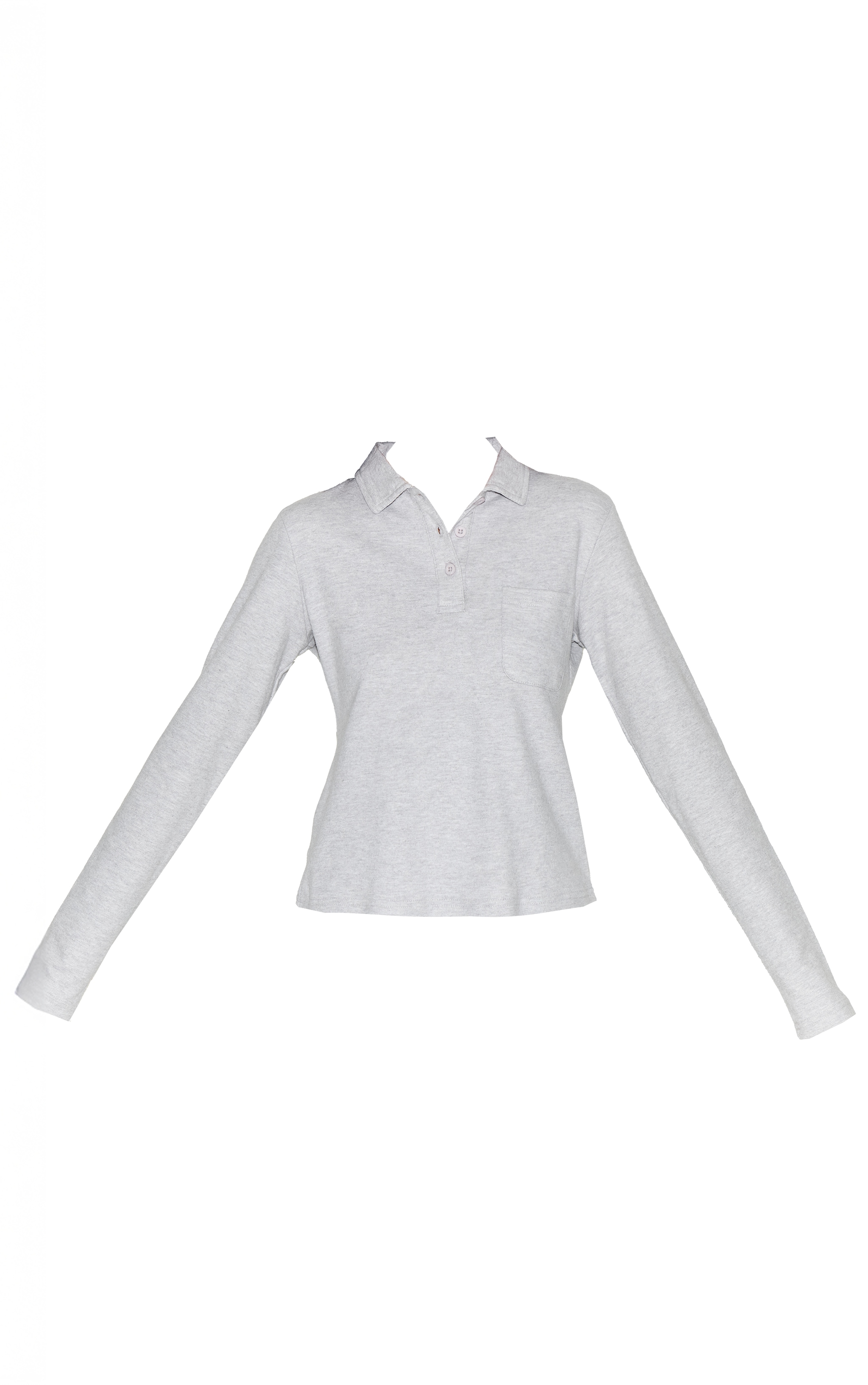Light Grey Long Sleeved Super Soft V Neck Button Up Top image 5