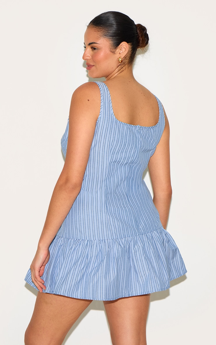 Plus Blue Striped Sleeveless Scoop Neck Shift Dress image 2