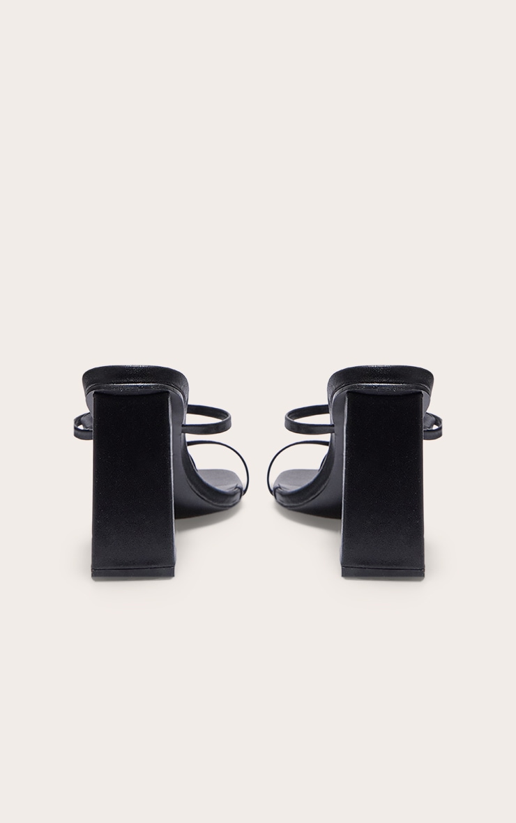 Black PU Toe Loop Strappy Block Heeled Mules image 3