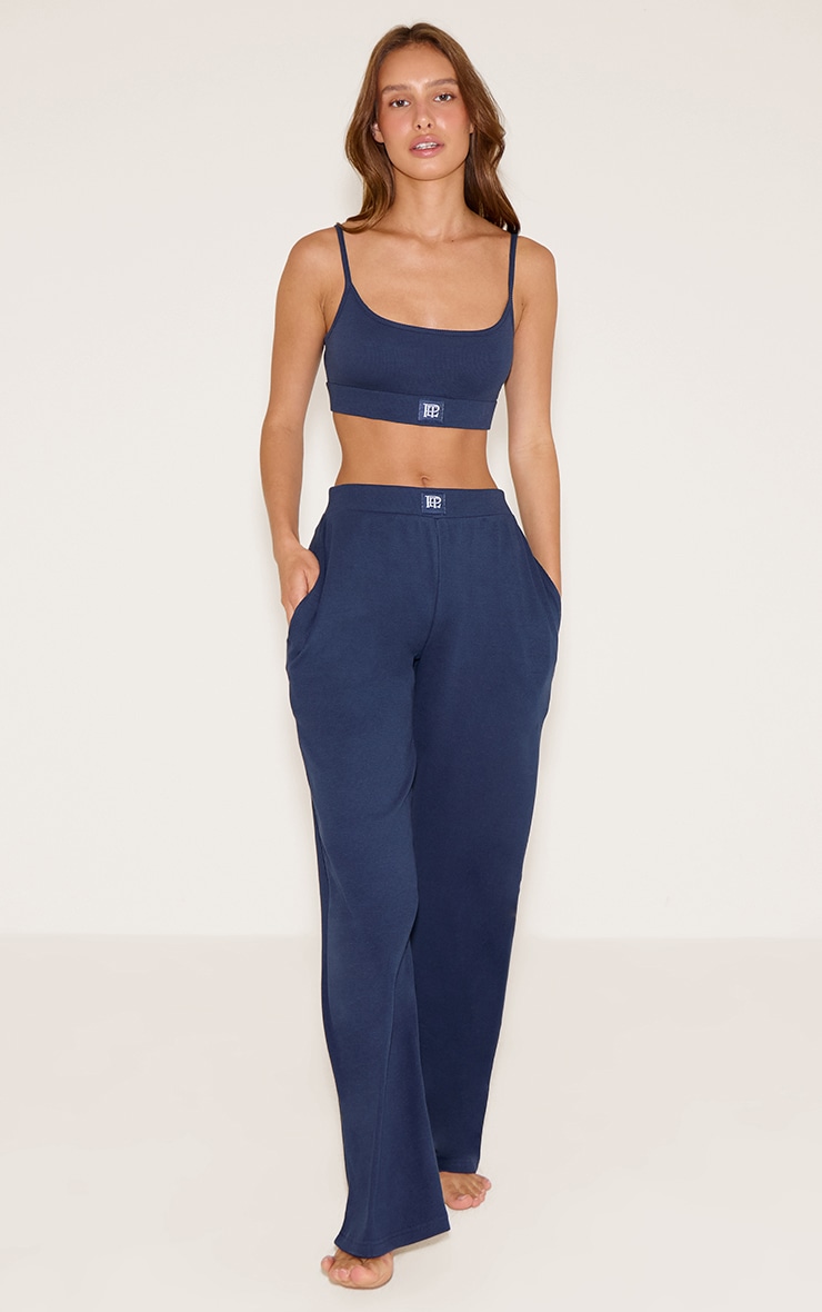 PrettyLittleThing Navy Sleep Rib Tonal Elastic Bralet image 3