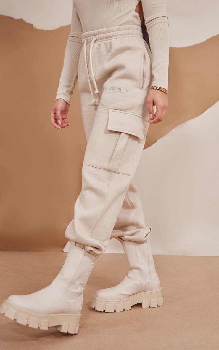 RENEW Petite Oatmeal Ultimate Cuffed Track Pants image 2