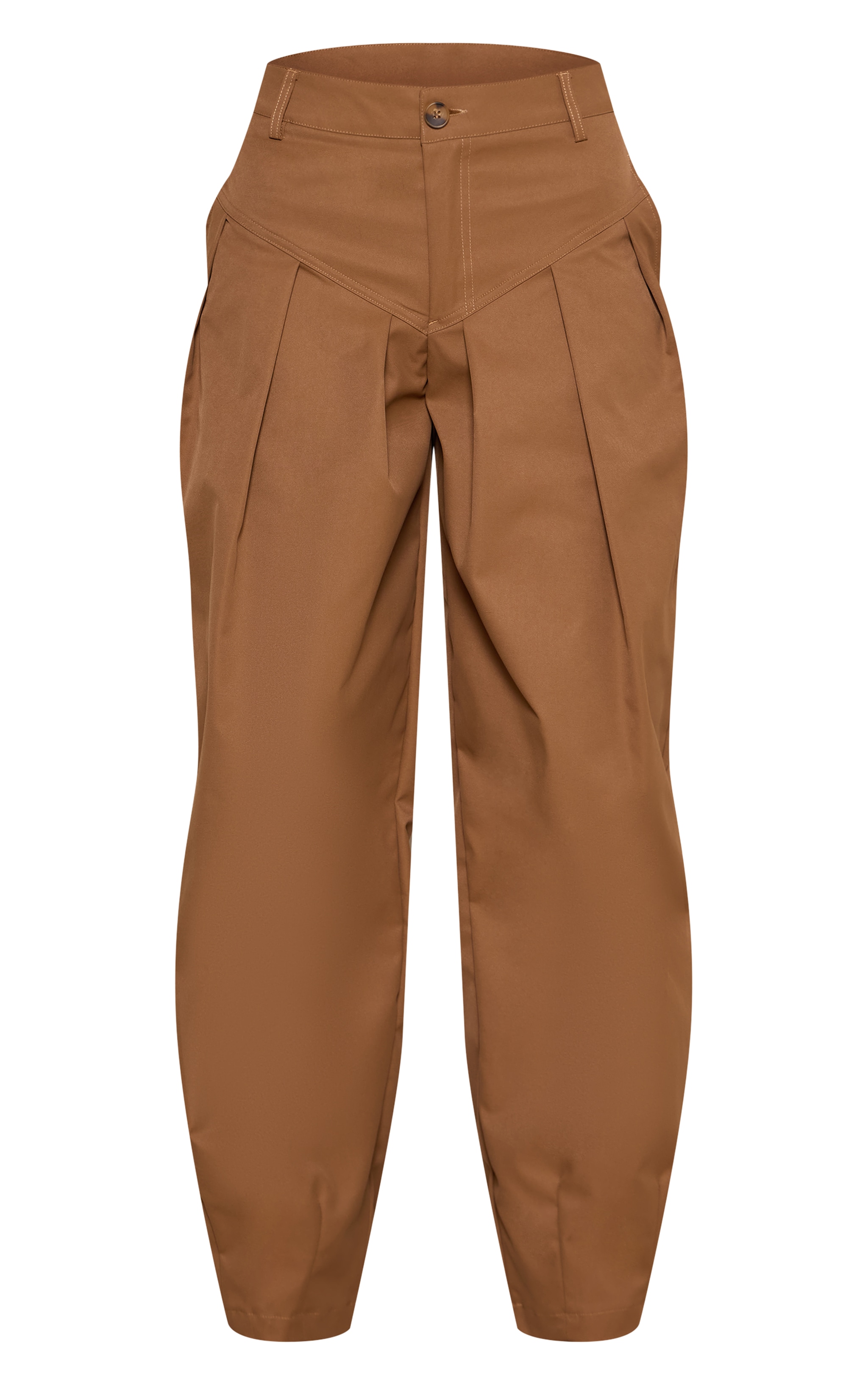 Camel Woven Pleated Balloon Trousers image 5