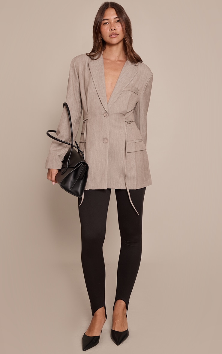 Beige Belt Detail Blazer image 3