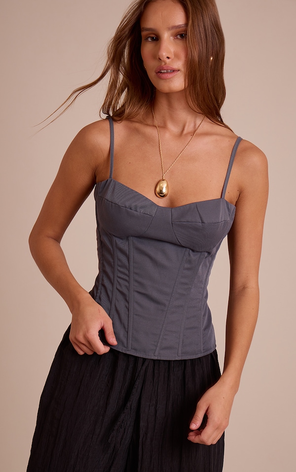 Charcoal Structured Corset Top