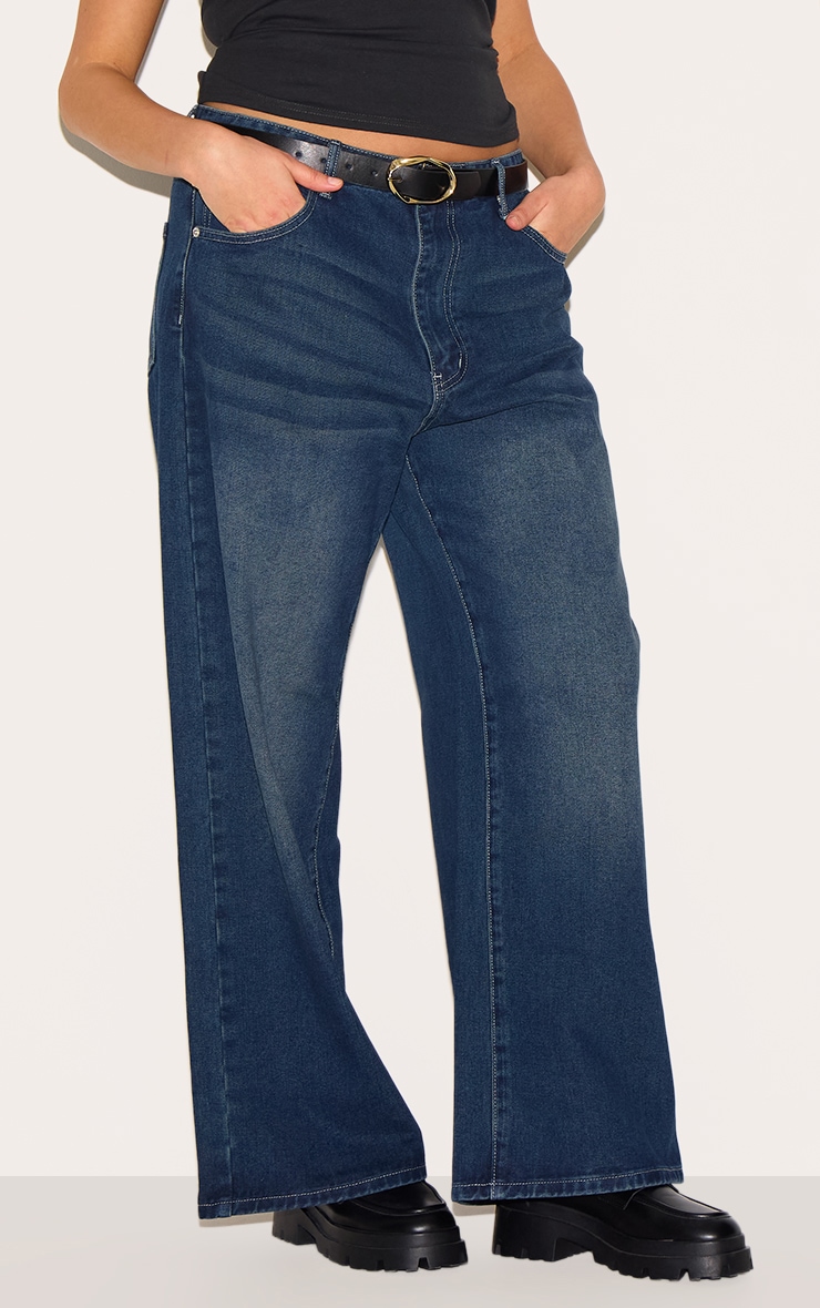 Plus Indigo Wide Leg Jeans image 2