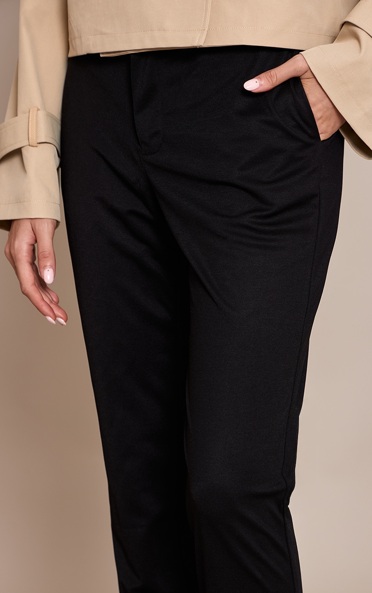 Black Tailored Mid Rise Cigarette Pants image 4