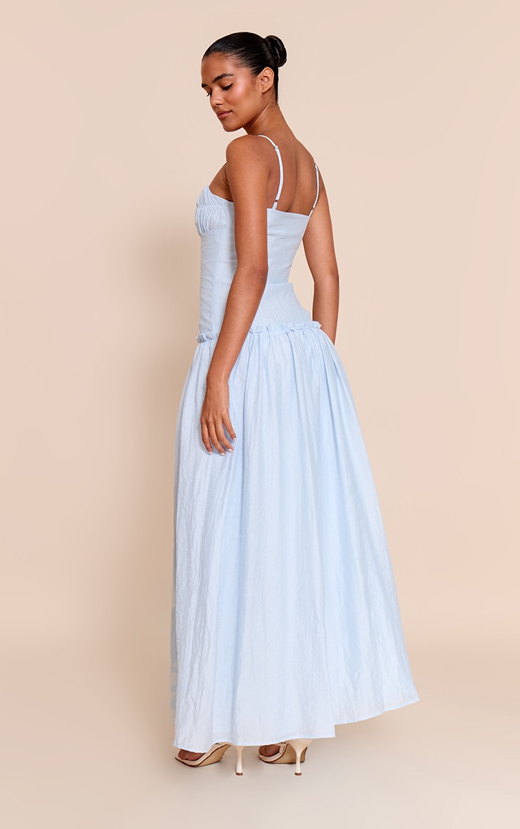 Light Blue Ruched Bust Drop Waist Maxi Dress image 2