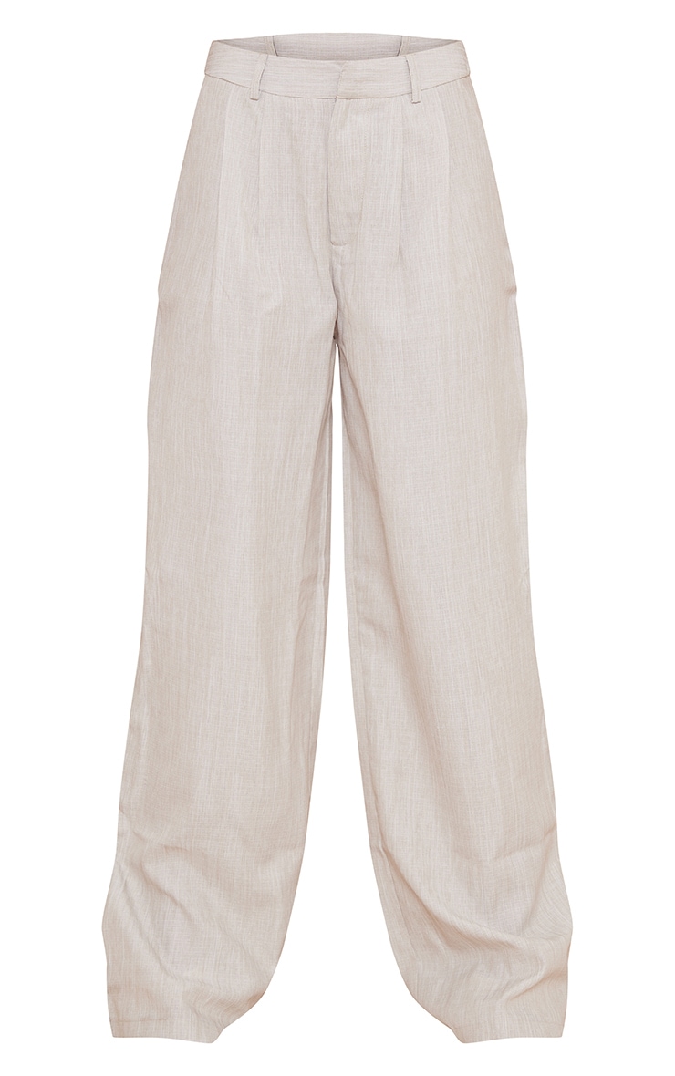 Stone Woven Linen Feel Tailored High Waist Wide Leg Pants image 5