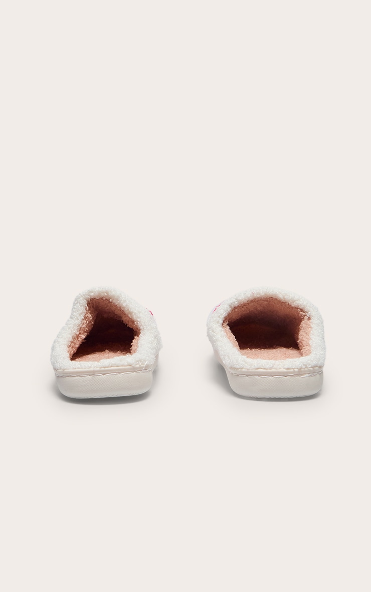Cream Love Heart Borg Slippers image 3