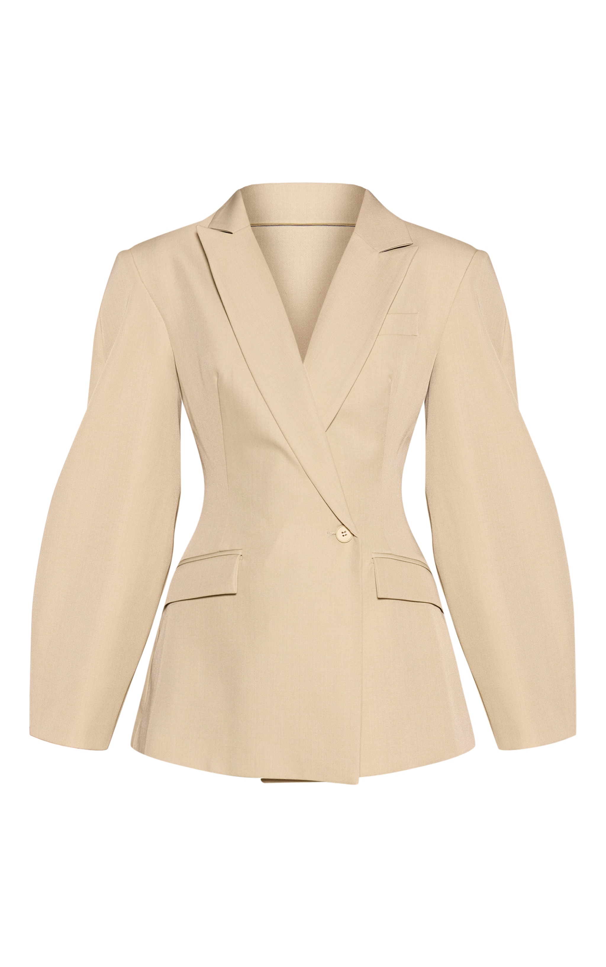 Sage Green Asymmetric Detail Cocoon Sleeve Blazer image 5
