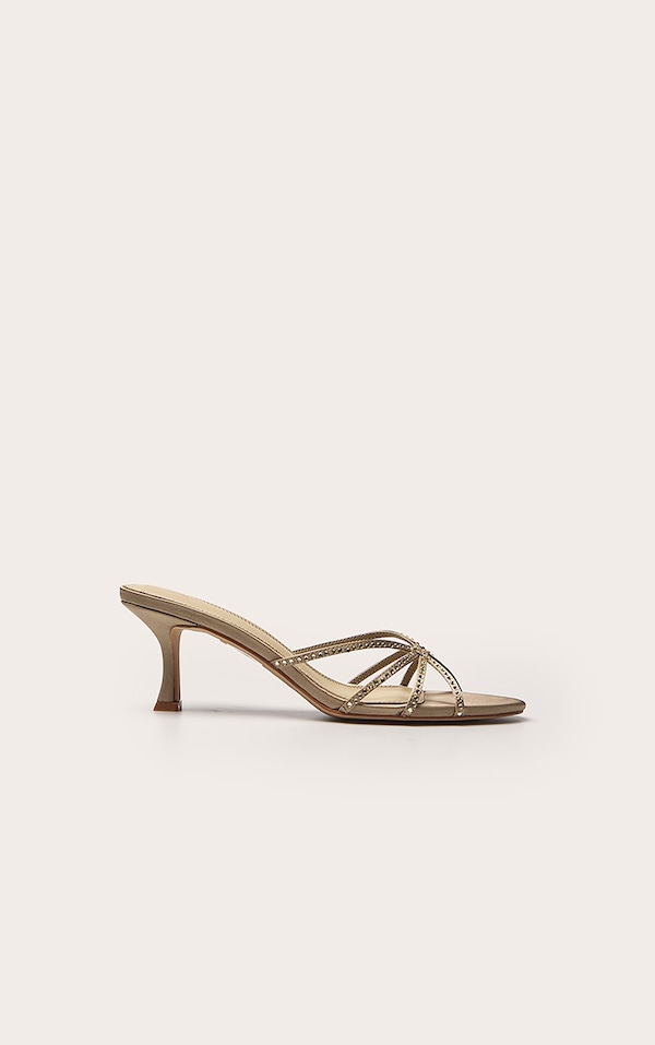 Taupe Hot Fix Strappy Heeled Mule