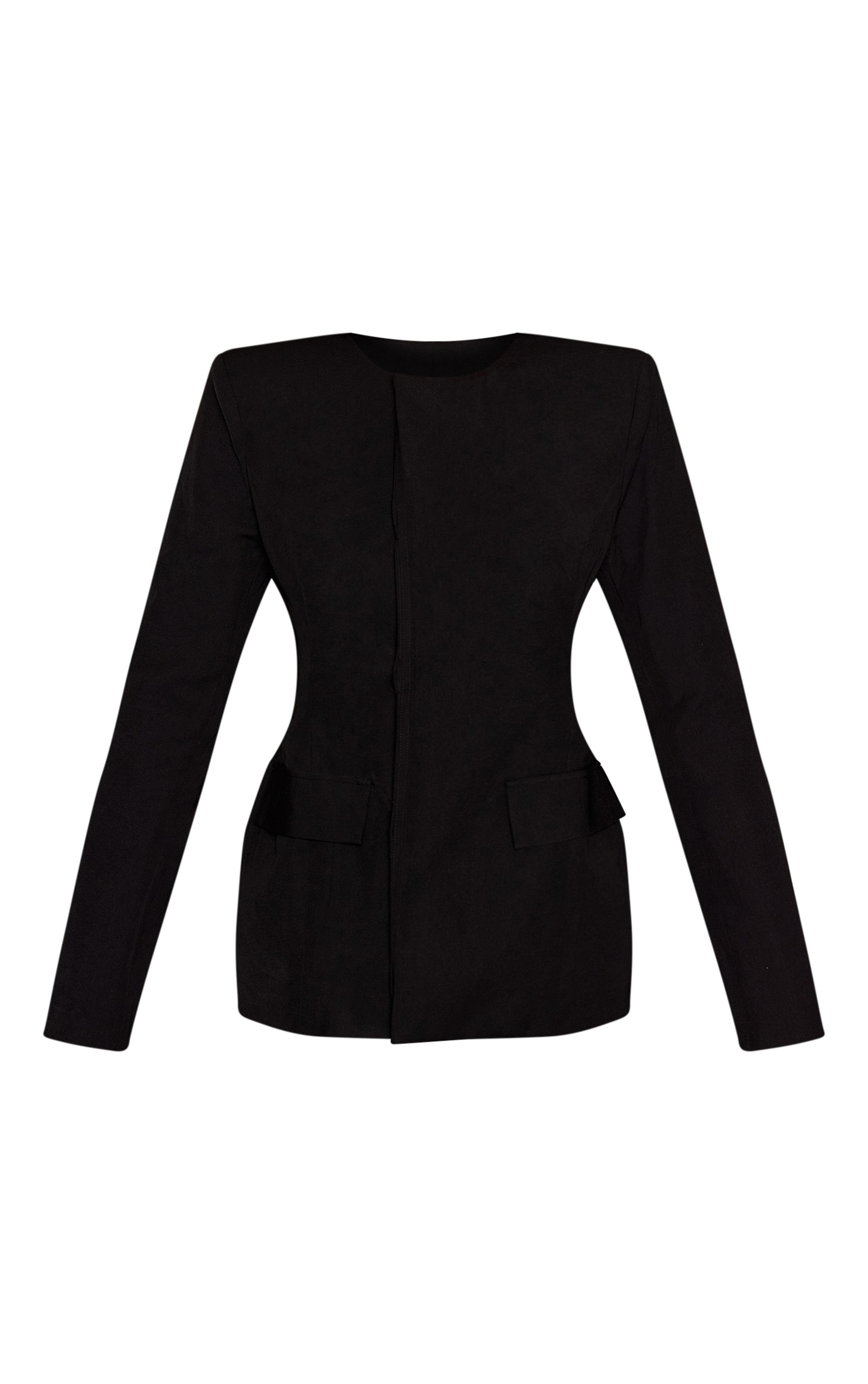 Black Woven Structured Blazer image 5